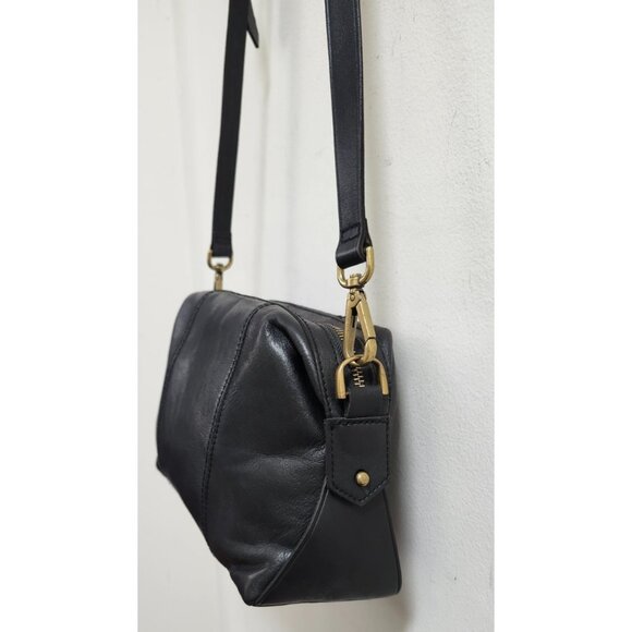 Madewell Black Leather Crossbody Bag Tassel Adjustable Strap Brass Hardware - Picture 7 of 15